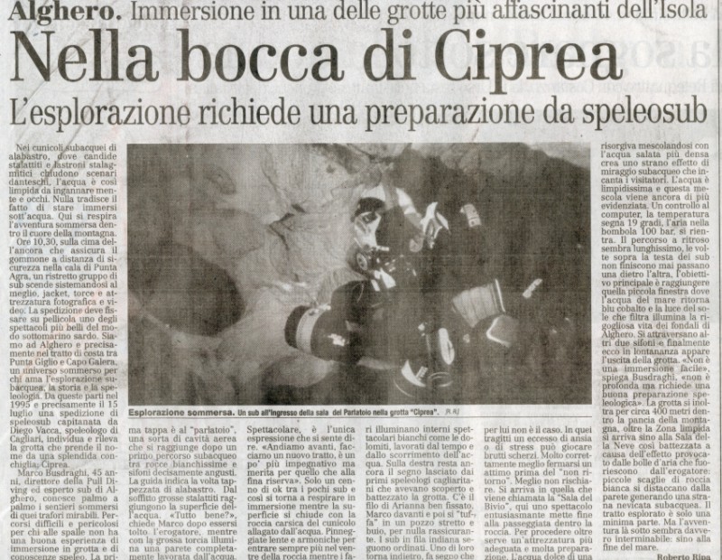 L'arrticolo dell'Unione Sarda del 31/07/2001